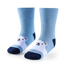 Cute Walk by Babyhug Anti-Bacterial Ankle Length Terry Socks with Stripes & Bear Design Pack of 3 - Blue