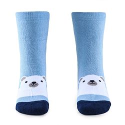 Cute Walk by Babyhug Anti-Bacterial Ankle Length Terry Socks with Stripes & Bear Design Pack of 3 - Blue
