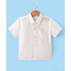 Babyhug Woven Half Sleeves Solid Shirt & Mundu Set - Beige