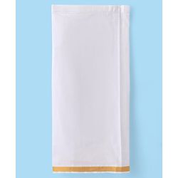 Babyhug Woven Half Sleeves Solid Shirt & Mundu Set - Beige