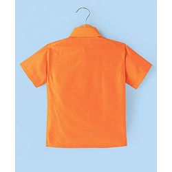 Babyhug Woven Half Sleeves Solid Shirt & Mundu Set - Orange