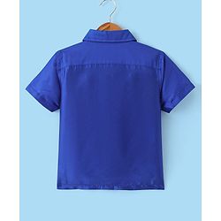 Babyhug Woven Half Sleeves Solid Shirt & Mundu Set - Blue