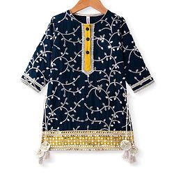 Babyhug Georgette Woven Three Fourth Sleeves   Sequins Embroidered Kurti Sharara & Dupatta Set - Teal & Yellow