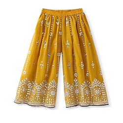 Babyhug Georgette Woven Three Fourth Sleeves   Sequins Embroidered Kurti Sharara & Dupatta Set - Teal & Yellow