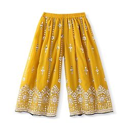 Babyhug Georgette Woven Three Fourth Sleeves   Sequins Embroidered Kurti Sharara & Dupatta Set - Teal & Yellow