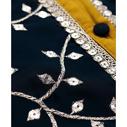 Babyhug Georgette Woven Three Fourth Sleeves   Sequins Embroidered Kurti Sharara & Dupatta Set - Teal & Yellow
