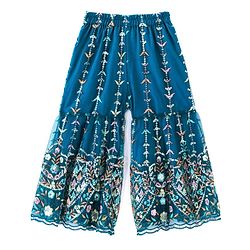 Babyhug Woven Short Sleeves Sequinned Floral Embroidered Kurti Gharara & Dupatta Set - Teal