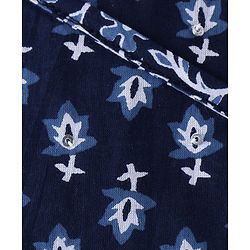 Babyhug Cambric Woven Sleeveless Choli Lehenga & Dupatta Set Floral Print with Tassle Detailing - Indigo
