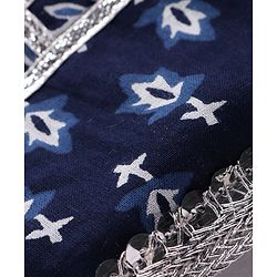 Babyhug Cambric Woven Sleeveless Choli Lehenga & Dupatta Set Floral Print with Tassle Detailing - Indigo