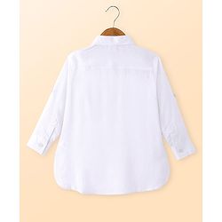 Babyhug Woven Full Sleeves Solid Kurta Pyjama Set with Sequin Embroidered Jacket - White