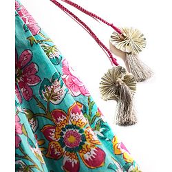 Babyhug Woven Half Sleeves Floral Printed & Embroidered Choli Lehenga Set with Dupatta - Fuschia & Green