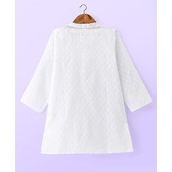 Babyhug Cambric Woven Full Sleeves Texture Kurta & Dhoti Set - White