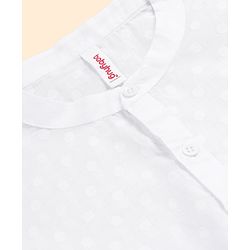 Babyhug Cambric Woven Full Sleeves Texture Kurta & Dhoti Set - White