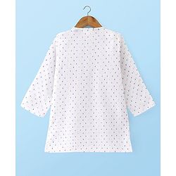 Babyhug Cambric Woven Full Sleeves Polka Dot Print Kurta & Dhoti Set- Off White