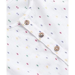 Babyhug Cambric Woven Full Sleeves Polka Dot Print Kurta & Dhoti Set- Off White