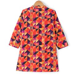 Babyhug Cambric Woven Full Sleeves Printed Kurta Pyjama Set - Orange