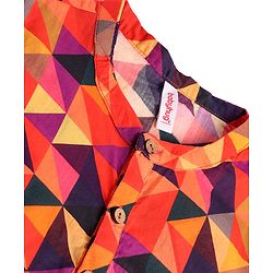 Babyhug Cambric Woven Full Sleeves Printed Kurta Pyjama Set - Orange