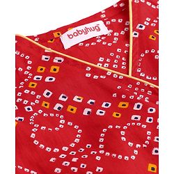 Babyhug Cambric Woven Full Sleeves Bandhani Printed Angarkha Dhoti Set with Tassle Detailing - Red