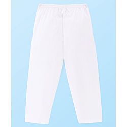 Babyhug Cambric Woven Solid Color Kurta Pyjama Set with Printed Jacket - Off White