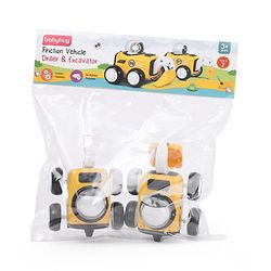 Babyhug Premium Friction Breaker & Excavator Pack of 2 - Yellow & Black