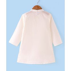 Babyhug Cambric Cotton Woven Full Sleeves Solid Kurta with Pyjama Pants & Floral Printed Jacket - White