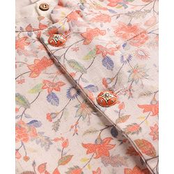Babyhug Cambric Cotton Woven Full Sleeves Solid Kurta with Pyjama Pants & Floral Printed Jacket - White