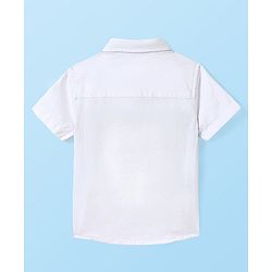 Babyhug Cotton Woven Half Sleeves Shirt with Colour Block Design - White & Blue