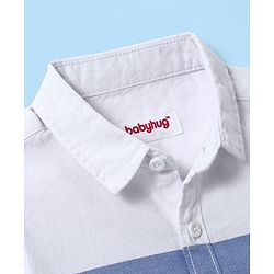Babyhug Cotton Woven Half Sleeves Shirt with Colour Block Design - White & Blue