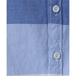 Babyhug Cotton Woven Half Sleeves Shirt with Colour Block Design - White & Blue