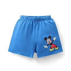 Babyhug Disney Interlock Knit Half Sleeves Onesie With Shorts Mickey Mouse Graphics - Multicolour