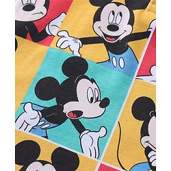 Babyhug Disney Interlock Knit Half Sleeves Onesie With Shorts Mickey Mouse Graphics - Multicolour