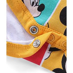 Babyhug Disney Interlock Knit Half Sleeves Onesie With Shorts Mickey Mouse Graphics - Multicolour