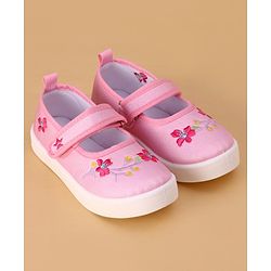 Cute Walk by Babyhug Velcro Closure Casual Shoes Floral Design - Light Pink