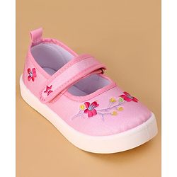 Cute Walk by Babyhug Velcro Closure Casual Shoes Floral Design - Light Pink