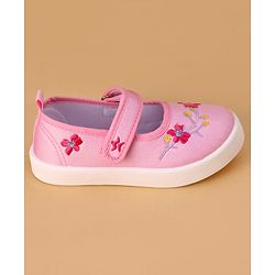Cute Walk by Babyhug Velcro Closure Casual Shoes Floral Design - Light Pink