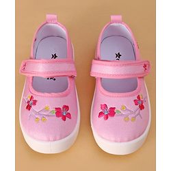 Cute Walk by Babyhug Velcro Closure Casual Shoes Floral Design - Light Pink