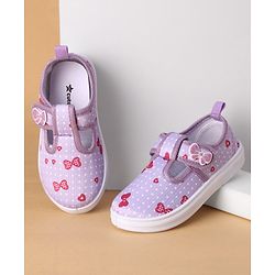 Cute Walk by Babyhug Velcro Closure Casual Shoes Butterfly Applique - Purple