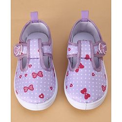 Cute Walk by Babyhug Velcro Closure Casual Shoes Butterfly Applique - Purple