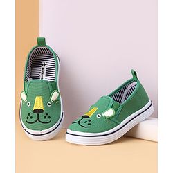 Cute Walk by Babyhug Slip on Casual Shoes with Bear Print- Green