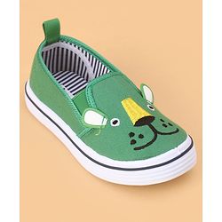Cute Walk by Babyhug Slip on Casual Shoes with Bear Print- Green