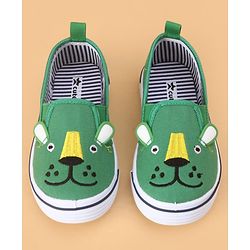 Cute Walk by Babyhug Slip on Casual Shoes with Bear Print- Green