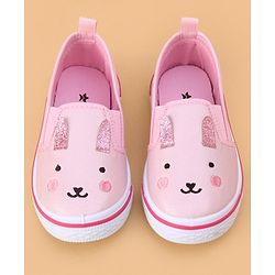 Cute Walk by Babyhug Slip on Casual Shoes with Kitty Print- Pink