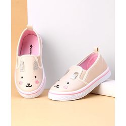 Cute Walk by Babyhug Slip on Casual Shoes with Kitty Print- Beige