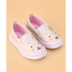 Cute Walk by Babyhug Slip on Casual Shoes with Kitty Print- Beige