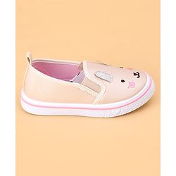Cute Walk by Babyhug Slip on Casual Shoes with Kitty Print- Beige