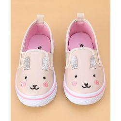 Cute Walk by Babyhug Slip on Casual Shoes with Kitty Print- Beige