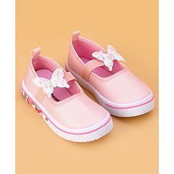 Cute Walk by Babyhug Velcro Closure Casual Shoes Butterfly Applique - Pink