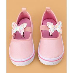 Cute Walk by Babyhug Velcro Closure Casual Shoes Butterfly Applique - Pink