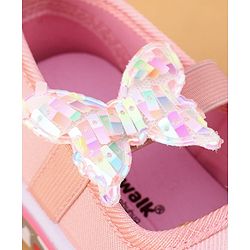 Cute Walk by Babyhug Velcro Closure Casual Shoes Butterfly Applique - Pink