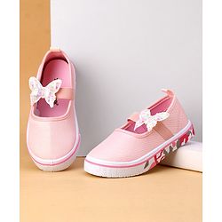 Cute Walk by Babyhug Velcro Closure Casual Shoes Butterfly Applique - Pink